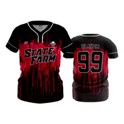 WOMENS 2-BUTTON SCOOP NECK LYCRA MESH STATE-FARM-1