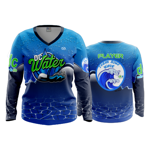 WOMENS V-NECK LONGSLEEVE DC-WATER-TEAM-BLUE-WAVE-1