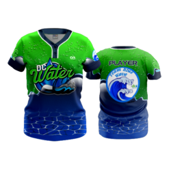 WOMENS 2-BUTTON SCOOP NECK LYCRA MESH DC-WAVE-TEAM-BLUE-2