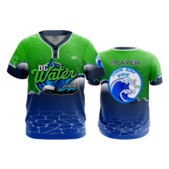 MENS 2-BUTTON SCOOP NECK LYCRA MESH DC-WAVE-TEAM-BLUE-2