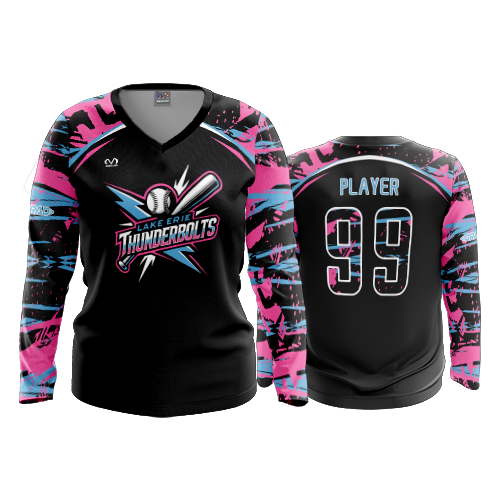 WOMENS V-NECK LONGSLEEVE LAKE-ERIE-THUNDERBOLTS-2