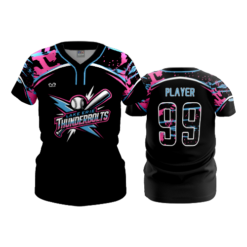 WOMENS 2-BUTTON SCOOP NECK LYCRA MESH LAKE-ERIE-THUNDERBOLTS-2