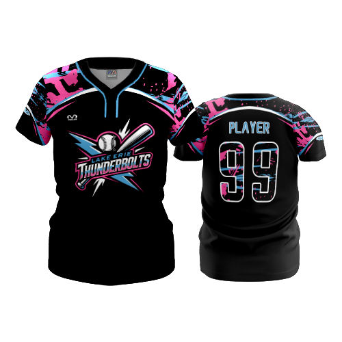 WOMENS 2-BUTTON SCOOP NECK LYCRA MESH LAKE-ERIE-THUNDERBOLTS-2