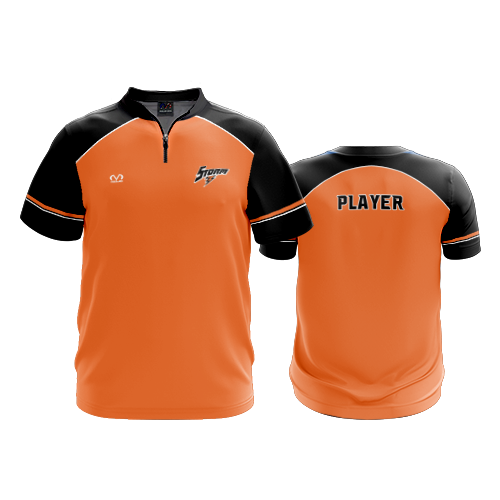 UNISEX QUARTER ZIP MICRO FIBER SHORT SLEEVE STORM-1