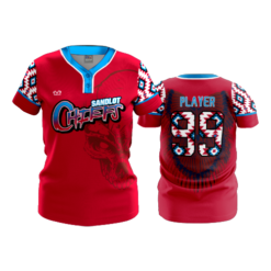 WOMENS 2-BUTTON SCOOP NECK LYCRA MESH SANDLOT-CHIEFS-2