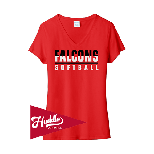 PORT WOMENS V-NECK T-SHIRT FAIRFIELD-FALCONS