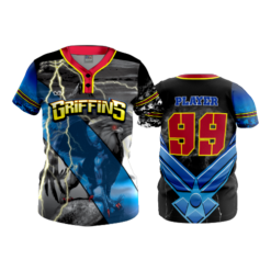 WOMENS 2-BUTTON SCOOP NECK LYCRA MESH GRIFFINS-REMAKE