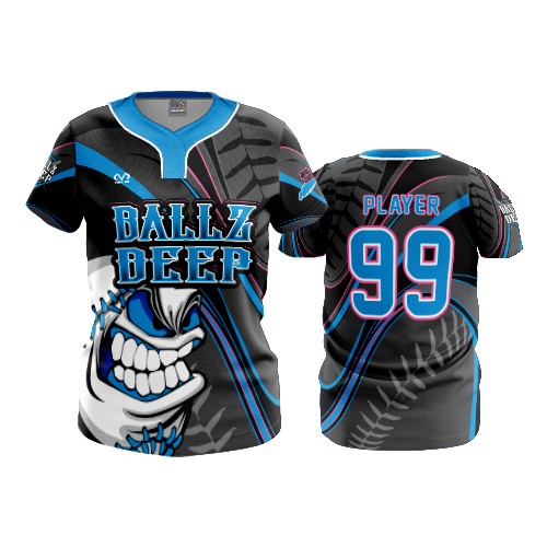 WOMENS NO BUTTON SCOOP NECK BALLZ-DEEP-1