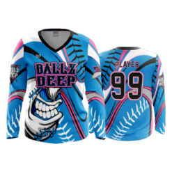 WOMENS V-NECK LONGSLEEVE BALLZ-DEEP-2