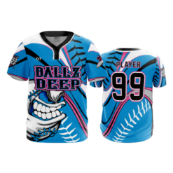 MENS 2-BUTTON SCOOP NECK LYCRA MESH BALLZ-DEEP-2