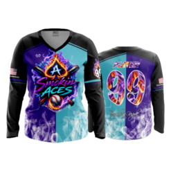 WOMENS V-NECK LONGSLEEVE SMOKIN-ACES-1