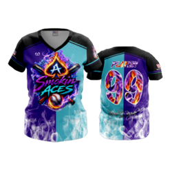 WOMENS V-NECK SMOKIN-ACES-1