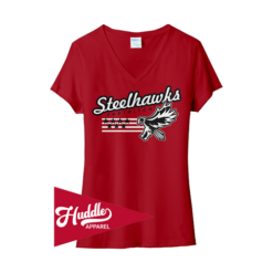 PORT WOMENS V-NECK T-SHIRT STEELHAWKS-FP-FR