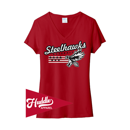 PORT WOMENS V-NECK T-SHIRT STEELHAWKS-FR