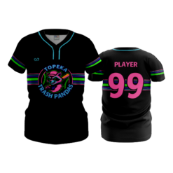 WOMENS 2-BUTTON SCOOP NECK LYCRA MESH TOPEKA-TRASH-PANDAS-1