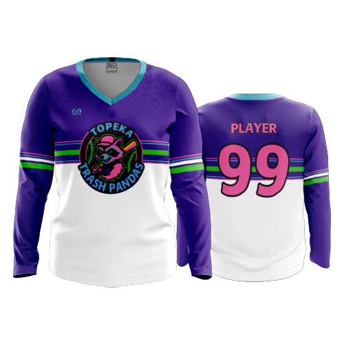 WOMENS V-NECK LONGSLEEVE TOPEKA-TRASH-PANDAS-2