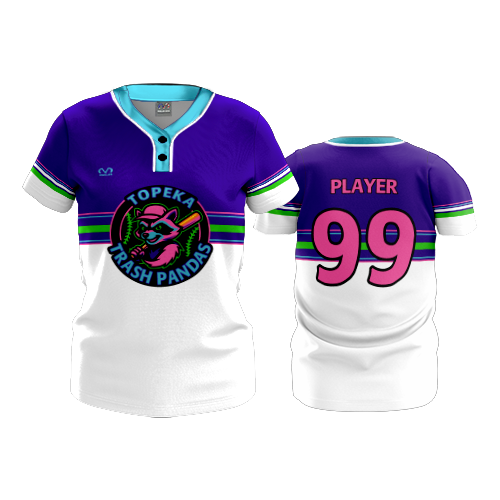 WOMENS 2-BUTTON SCOOP NECK LYCRA MESH TOPEKA-TRASH-PANDAS-2