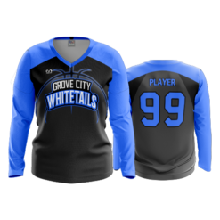 WOMENS V-NECK LONGSLEEVE GROVE-CITY-WHITETAILS-2