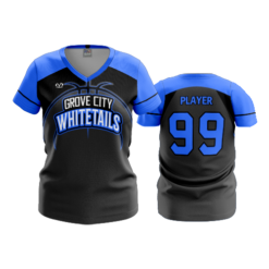 WOMENS V-NECK GROVE-CITY-WHITETAILS-2