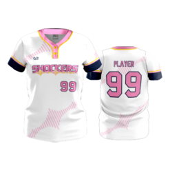 WOMENS 2-BUTTON SCOOP NECK LYCRA MESH SHOCKERS-PINK