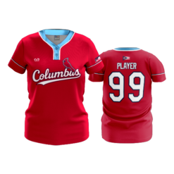 WOMENS 2-BUTTON SCOOP NECK LYCRA MESH COLUMBUS-REDBIRDS-2