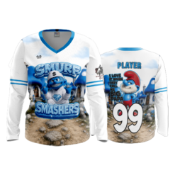 WOMENS V-NECK LONGSLEEVE SMURF-SMASHERS-1