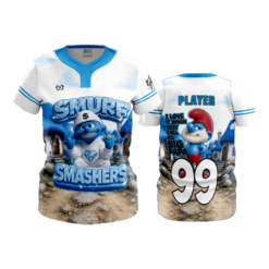 WOMENS NO BUTTON SCOOP NECK SMURF-SMASHERS-1