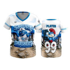 WOMENS V-NECK SMURF-SMASHERS-1