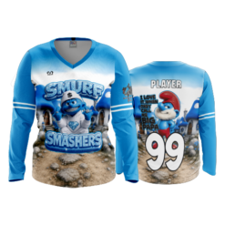 WOMENS V-NECK LONGSLEEVE SMURF-SMASHERS-2