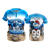 WOMENS 2-BUTTON SCOOP NECK LYCRA MESH SMURF-SMASHERS-2