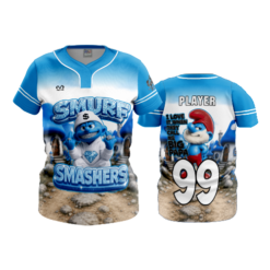WOMENS NO BUTTON SCOOP NECK SMURF-SMASHERS-2