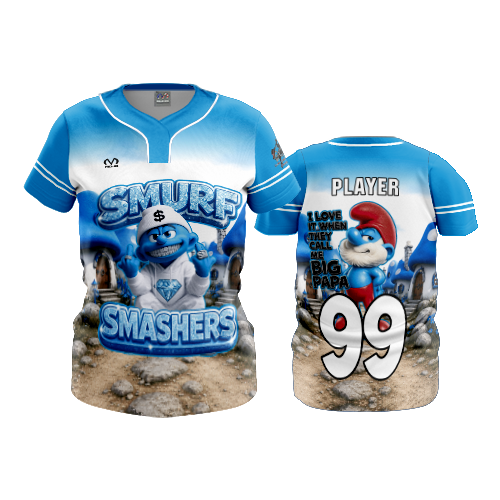 WOMENS NO BUTTON SCOOP NECK SMURF-SMASHERS-2