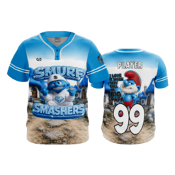 MENS 2-BUTTON SCOOP NECK LYCRA MESH SMURF-SMASHERS-2