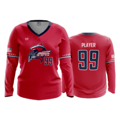 WOMENS V-NECK LONGSLEEVE COLUMBUS-SHARKS-RED