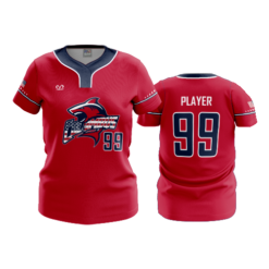 WOMENS NO BUTTON SCOOP NECK COLUMBUS-SHARKS-RED