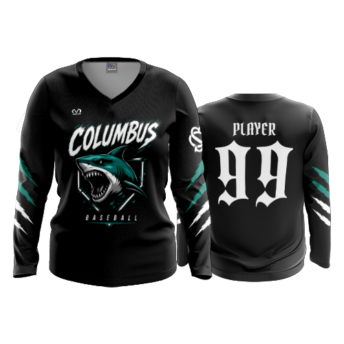 WOMENS V-NECK LONGSLEEVE COLUMBUS-SHARKS-1