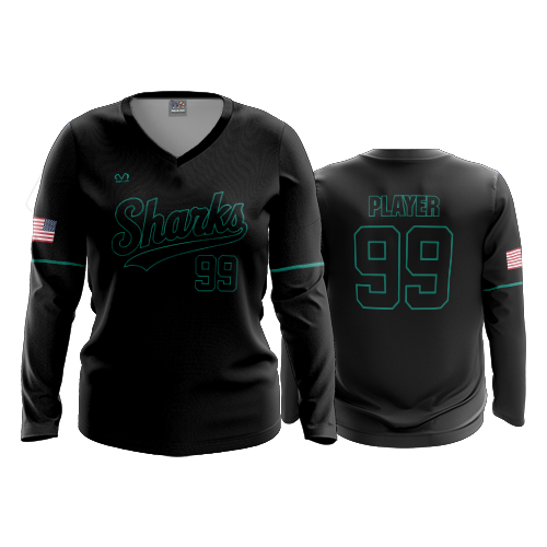 WOMENS V-NECK LONGSLEEVE COLUMBUS-SHARKS-2