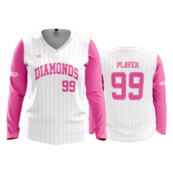 WOMENS V-NECK LONGSLEEVE DIAMONDS-PINK