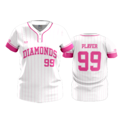 WOMENS 2-BUTTON SCOOP NECK LYCRA MESH DIAMONDS-PINK