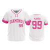 MENS 2-BUTTON SCOOP NECK LYCRA MESH DIAMONDS-PINK