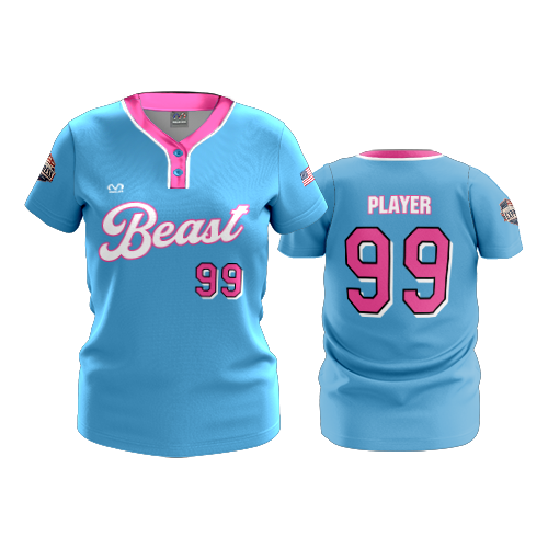WOMENS 2-BUTTON SCOOP NECK LYCRA MESH BEAST-NEW-SPONSOR