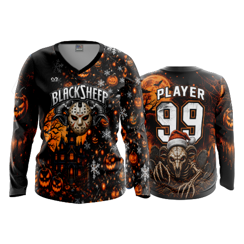 WOMENS V-NECK LONGSLEEVE BLACK-SHEEP